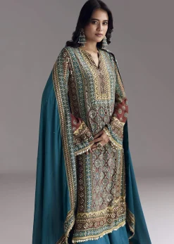Blue Ajrakh Print Kurta Palazzo Set