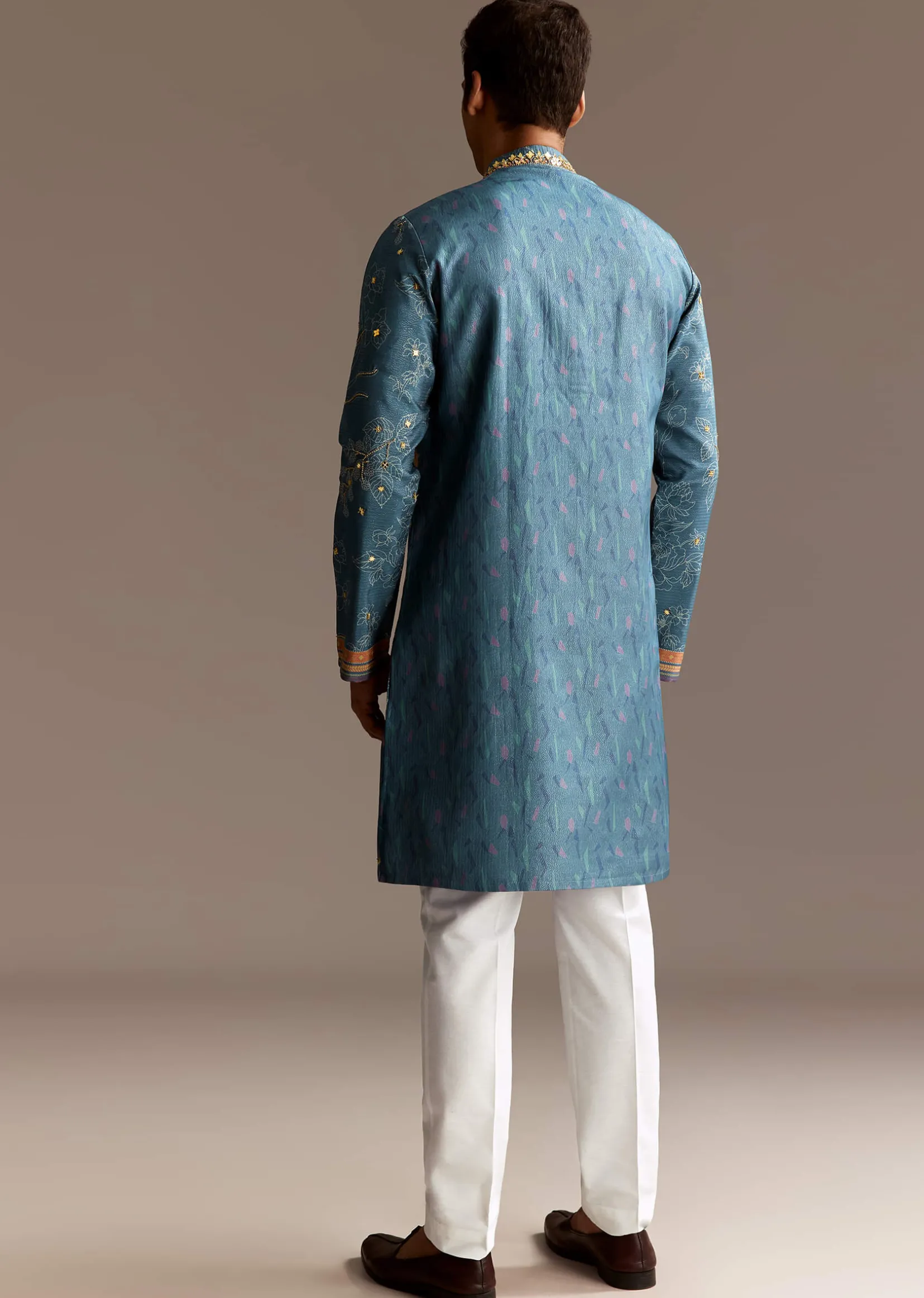 Blue Art Silk Kurta Set