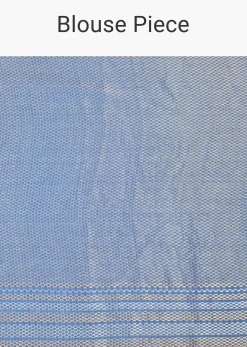 Blue Banarasi Silk Saree With Silver Zari Pallu And Unstitched Blouse Piece