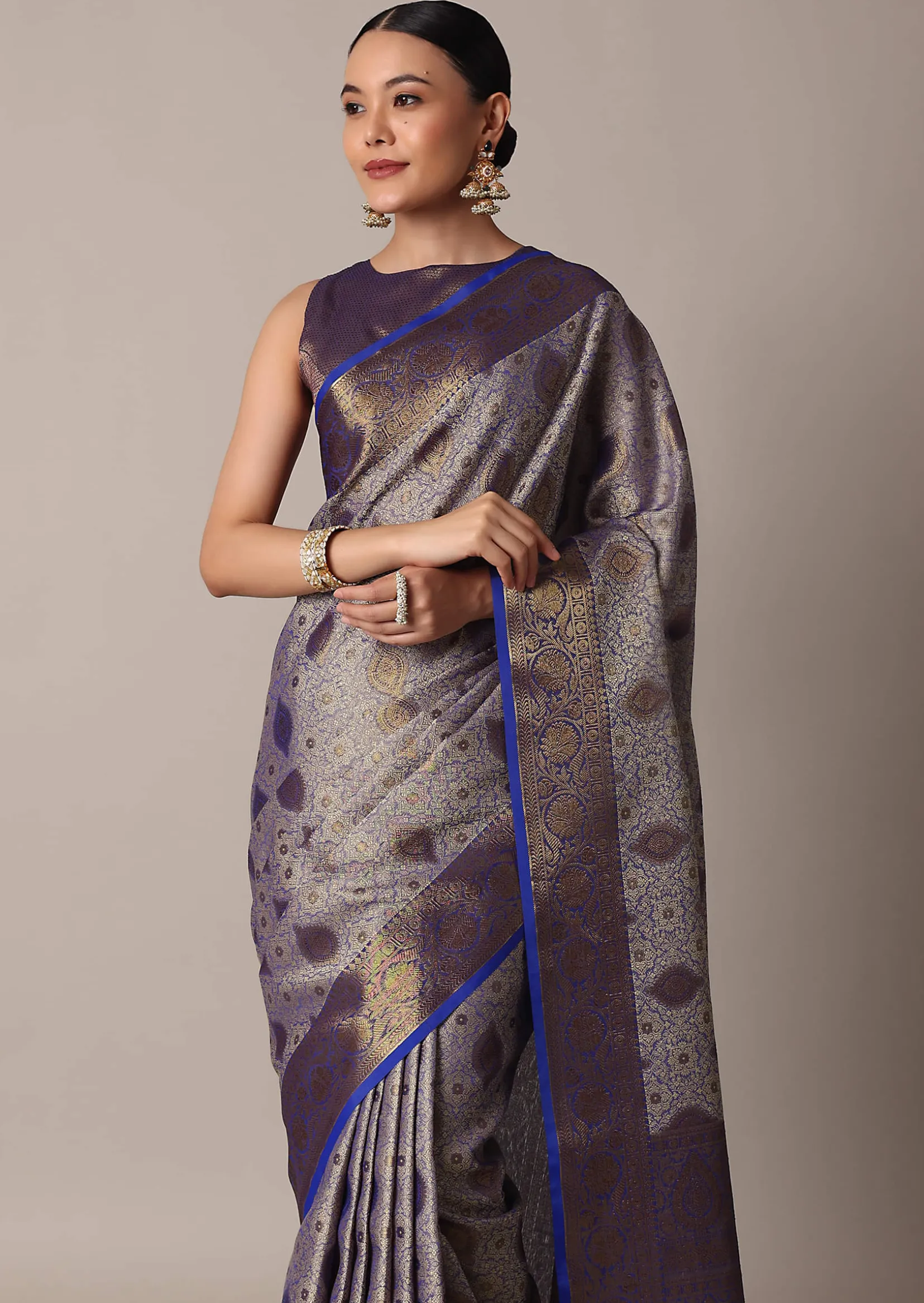 Blue Banarasi Tunchui Silk Saree With Tassel Pallu And Unstitched Blouse Piece
