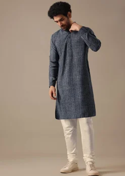 Blue Bandhani Print Bundi & Kurta Set in Silk