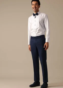 Blue Blazer And Pant Set In Terry Rayon With Cutwork Detail Tuxedo