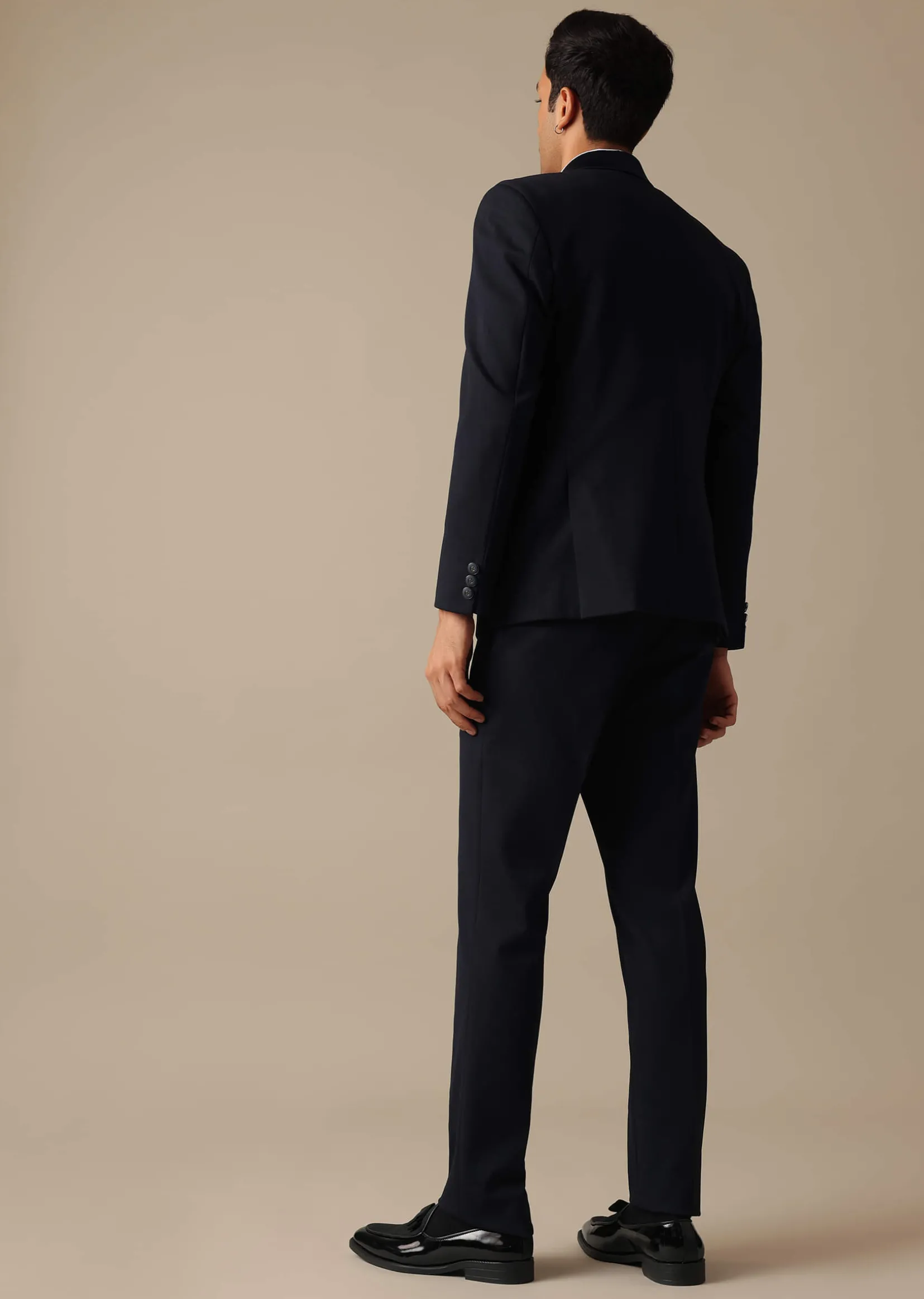 Blue Blazer And Pant Set Tuxedo With Criss Cross Detail