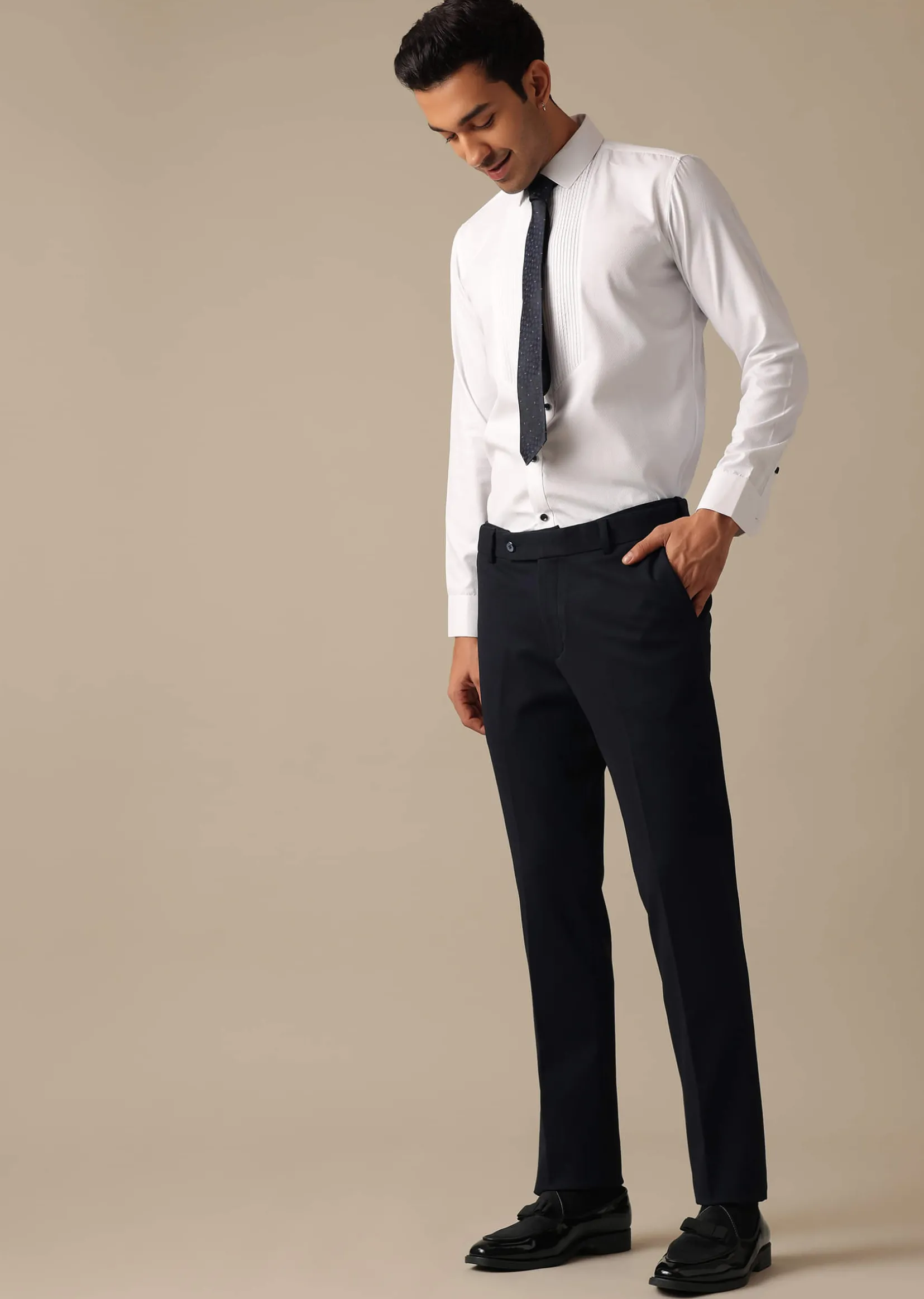 Blue Blazer And Pant Set Tuxedo With Criss Cross Detail