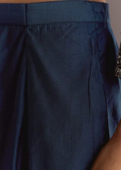 Blue Chanderi Anarkali Dupatta Suit With Gotta And Moti Detail