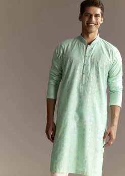 Blue Chanderi Kurta Set