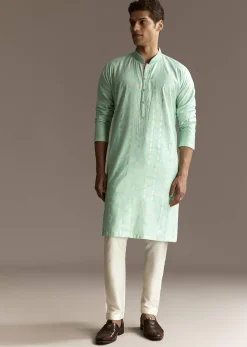 Blue Chanderi Kurta Set