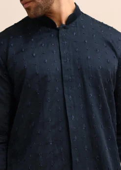 Blue Cutdana Work Kurta Set For Men