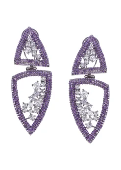Blue Diamond Dangler Earrings In Mix Metal