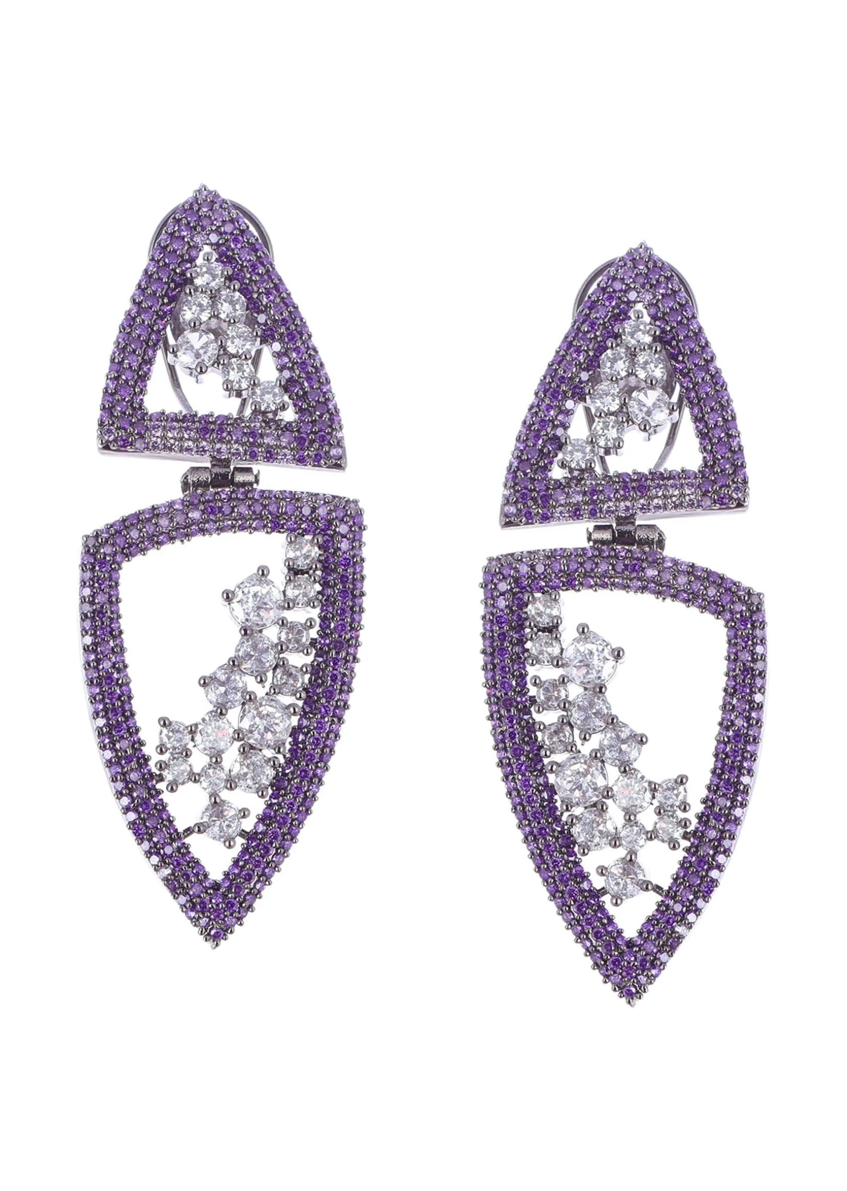 Blue Diamond Dangler Earrings In Mix Metal
