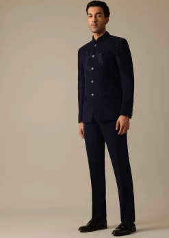 Blue Embroidered Bandhgala Jodhpuri Suit