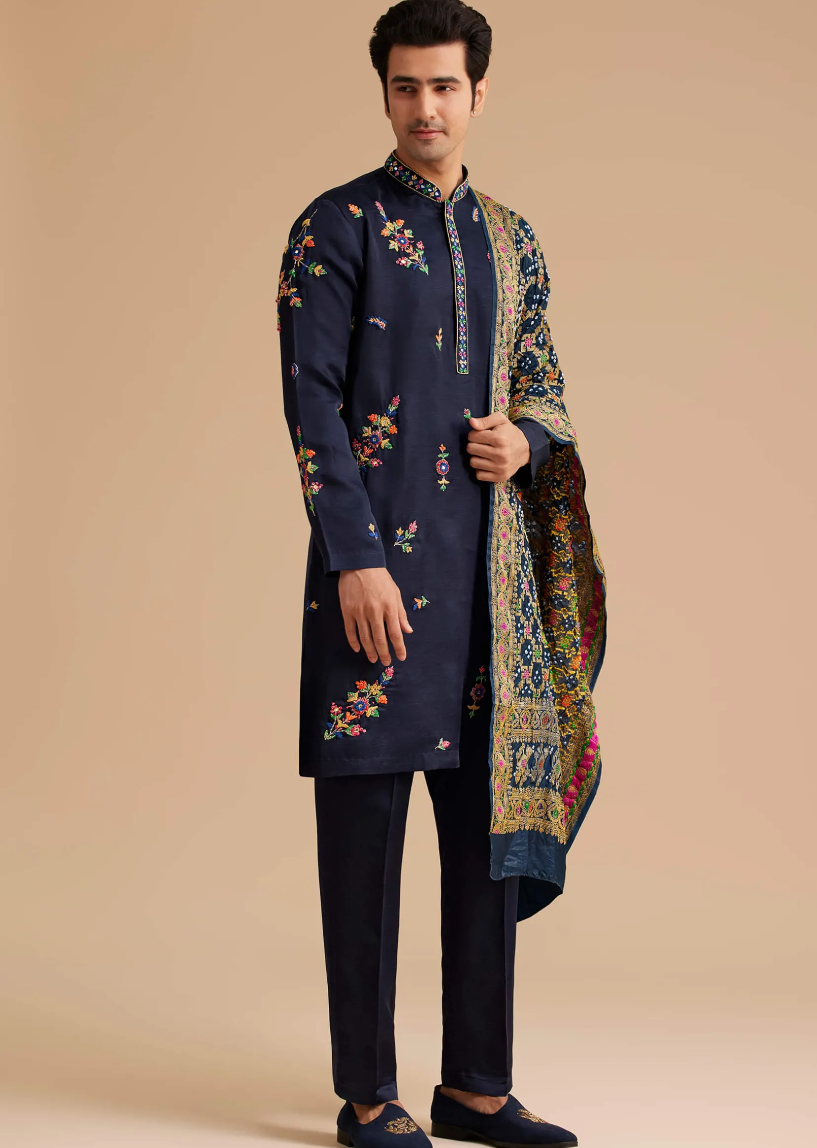 Blue Embroidered Kurta Set with Dupatta