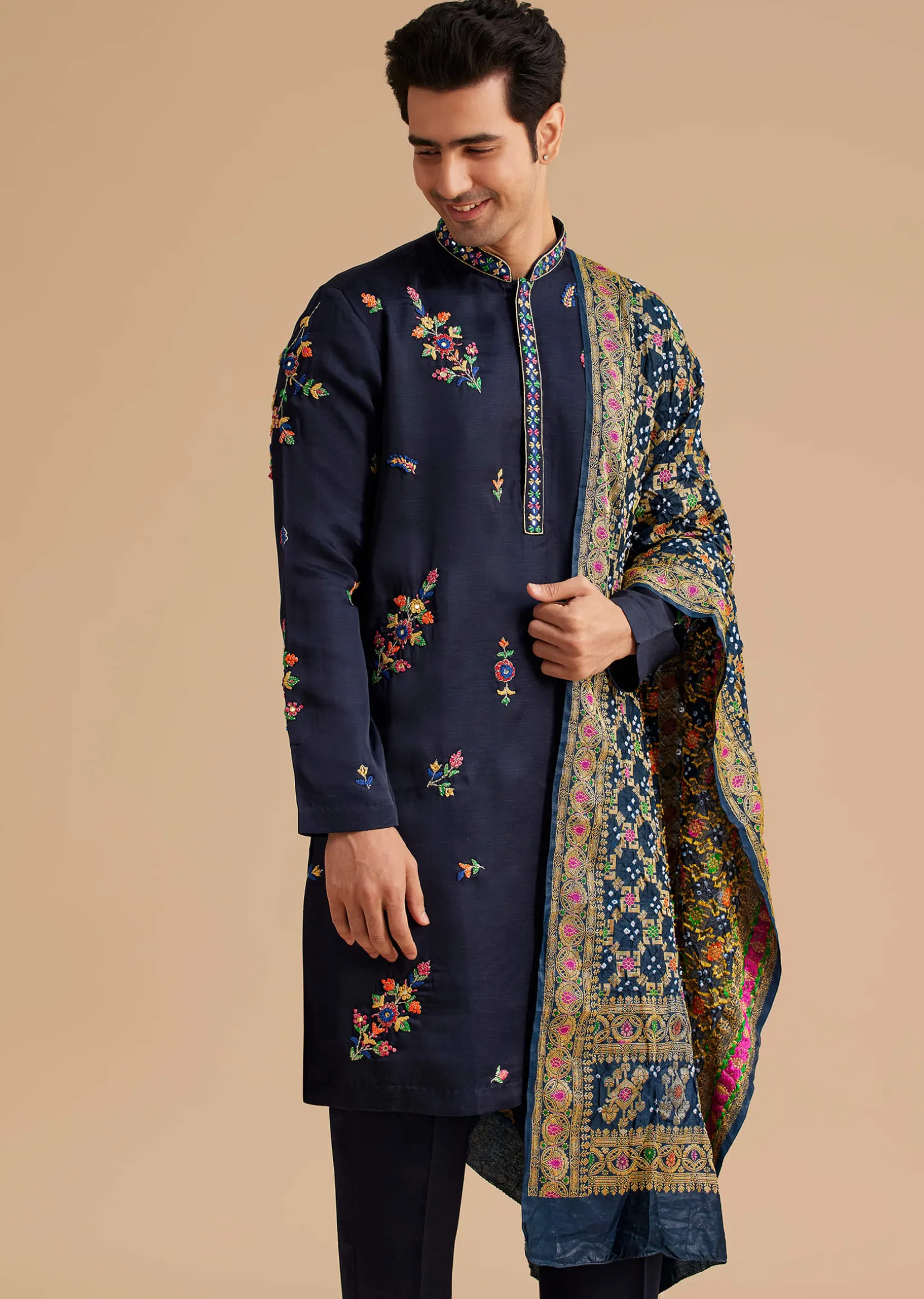 Blue Embroidered Kurta Set with Dupatta