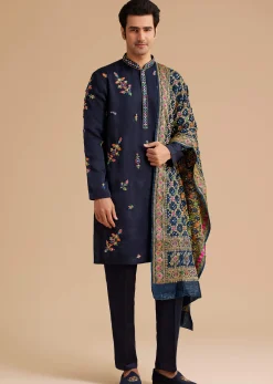 Blue Embroidered Kurta Set with Dupatta