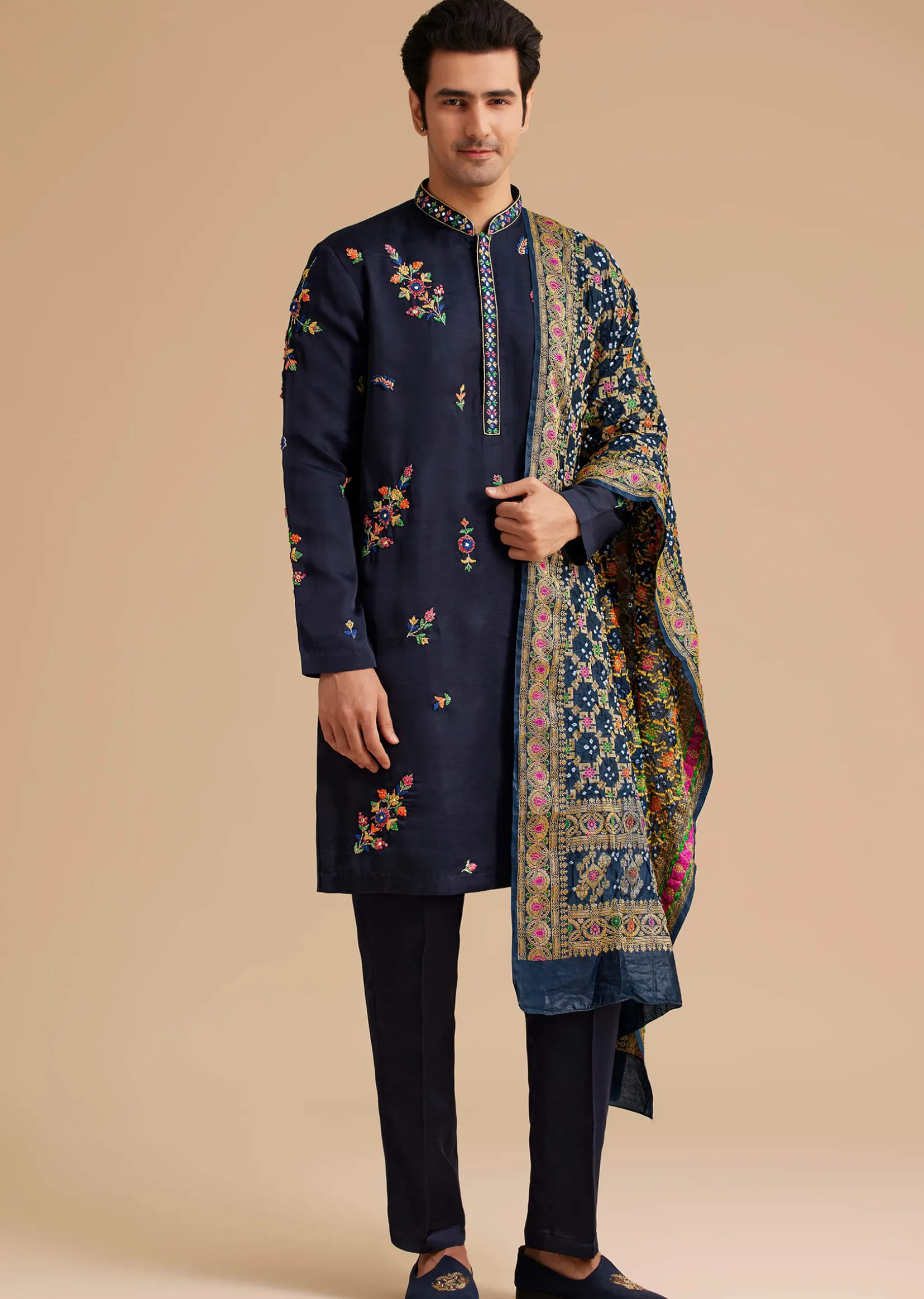 Blue Embroidered Kurta Set with Dupatta