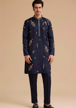 Blue Embroidered Kurta Set with Dupatta