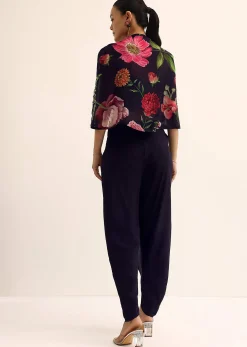 Blue Floral Crop Top And Dhoti Set