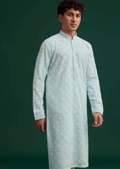 Blue Georgette Embroidered Kurta Set