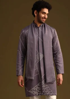 Blue Hand Embroidered Kurta Set Wuth Dupatta