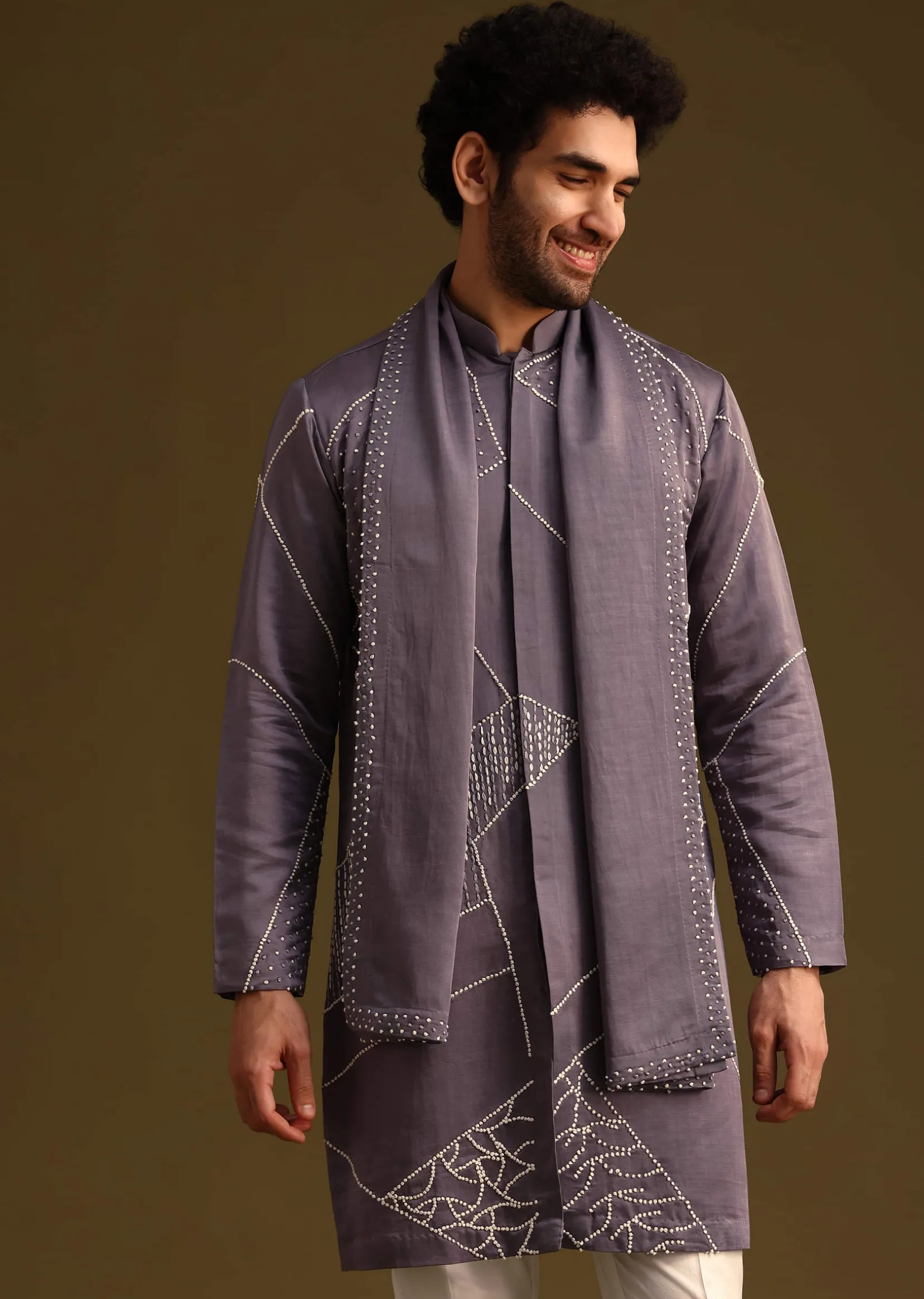 Blue Hand Embroidered Kurta Set Wuth Dupatta
