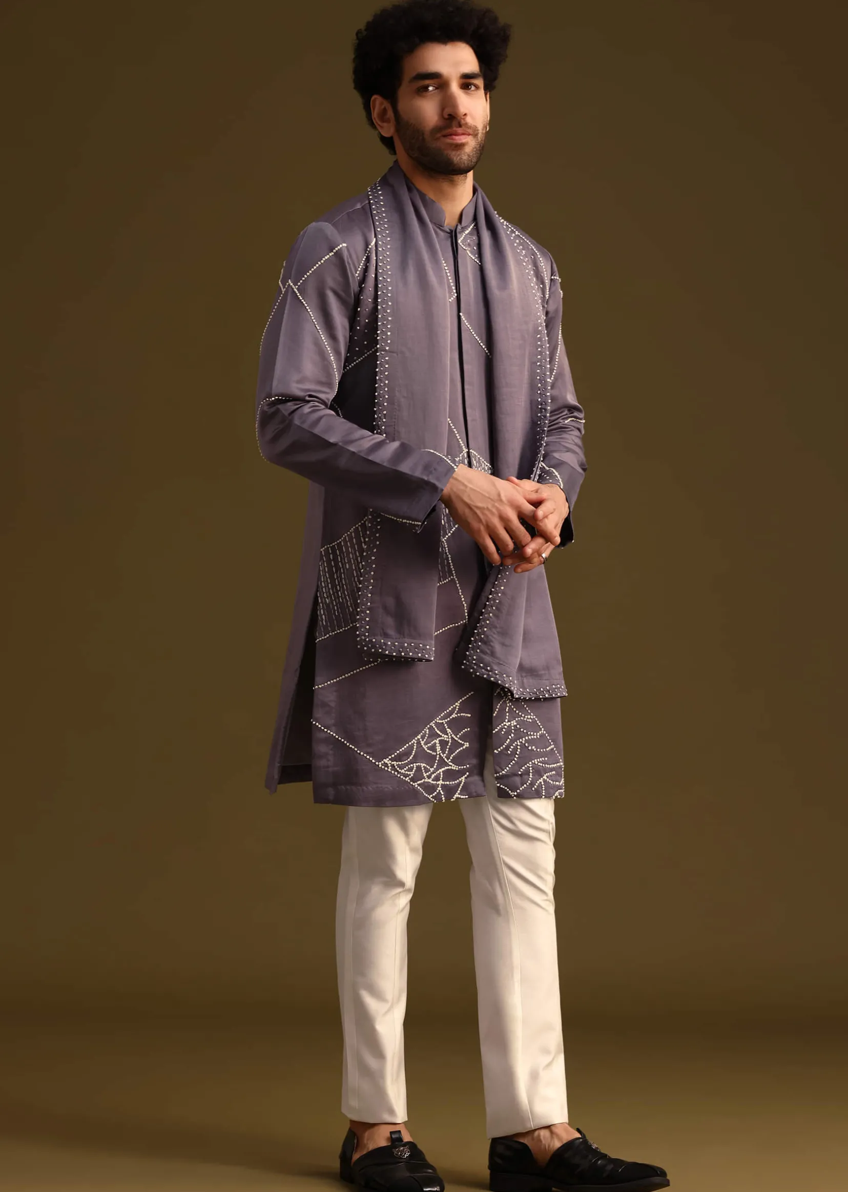 Blue Hand Embroidered Kurta Set Wuth Dupatta
