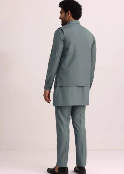 Blue Jacket and Kurta Set With Cutwork Detail