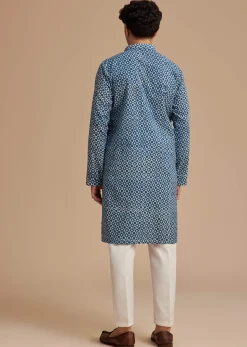 Blue Jaipuri Cotton Geometric Printed Kurta Set
