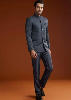 Blue Jodhpuri Suit With Cutdana Embroidery