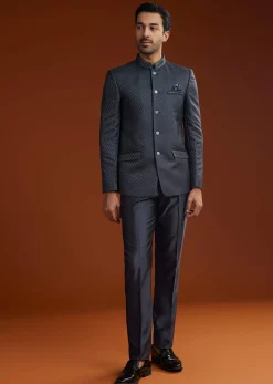 Blue Jodhpuri Suit With Cutdana Embroidery