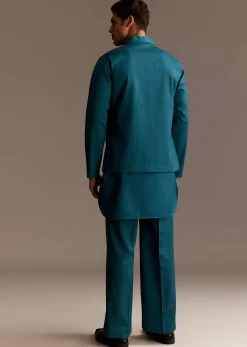 Blue Kurta Jacket Set With Palazzo Pants