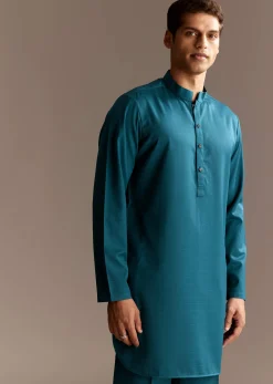 Blue Kurta Jacket Set With Palazzo Pants