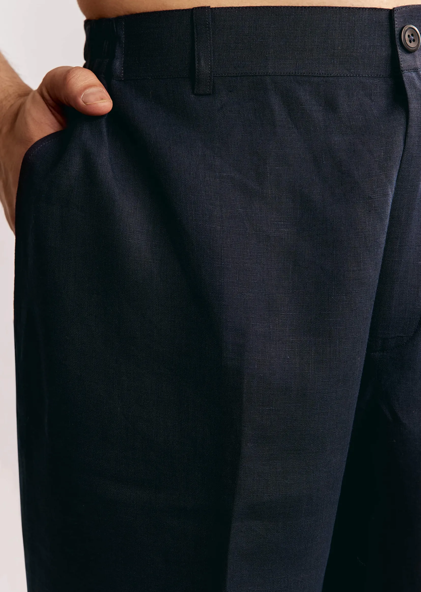 Blue Linen Kurta Set With Embroidery