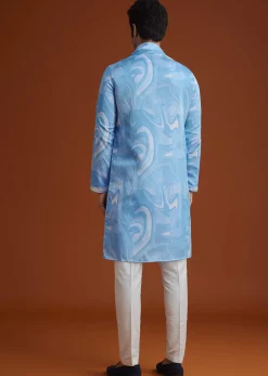 Blue Marble Printed Kurta Set