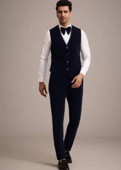 Blue Micro Velvet Tuxedo Set