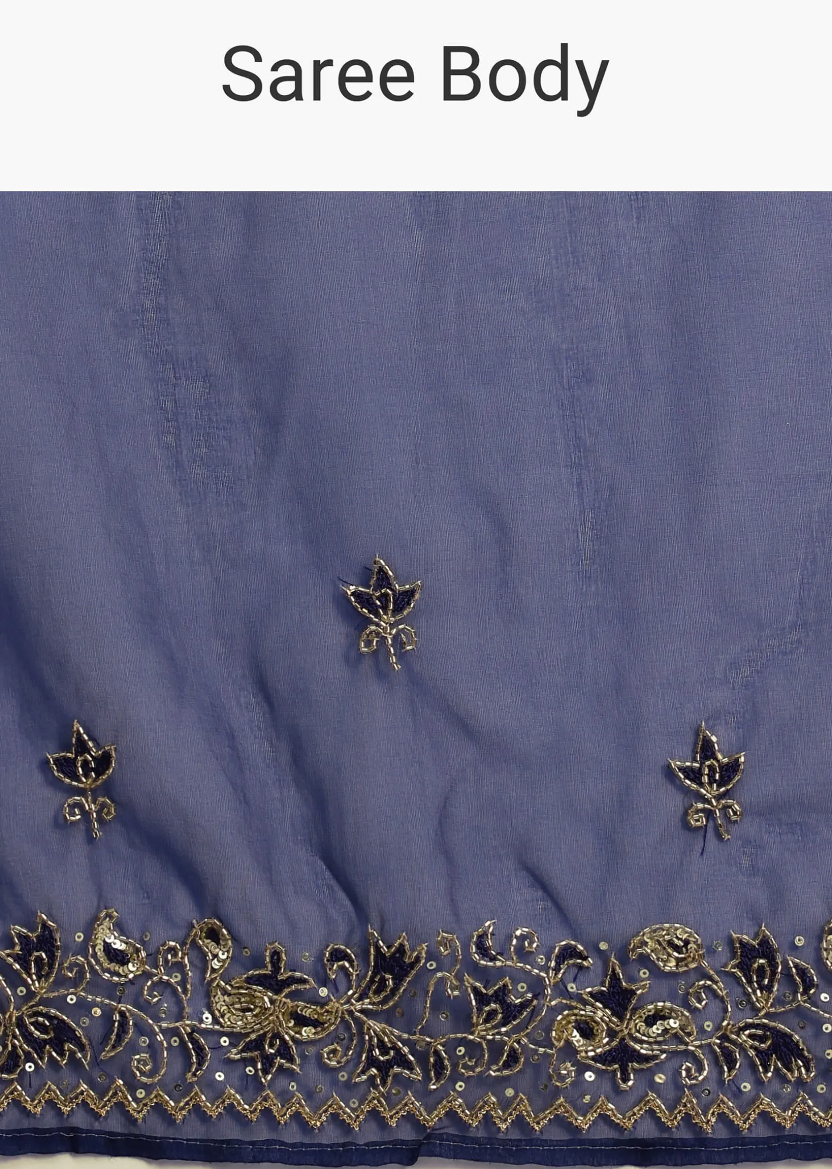 Blue Organza Cutdana Embroidered Saree With Unstitched Blouse