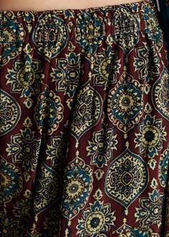 Blue Printed Dhoti Set With Ajrakh Detail