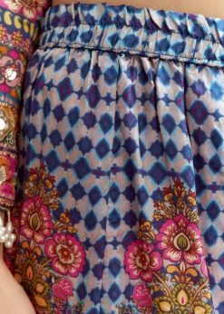 Blue Printed Kurta Palazzo Set With Gotta Lace And Sequins Work