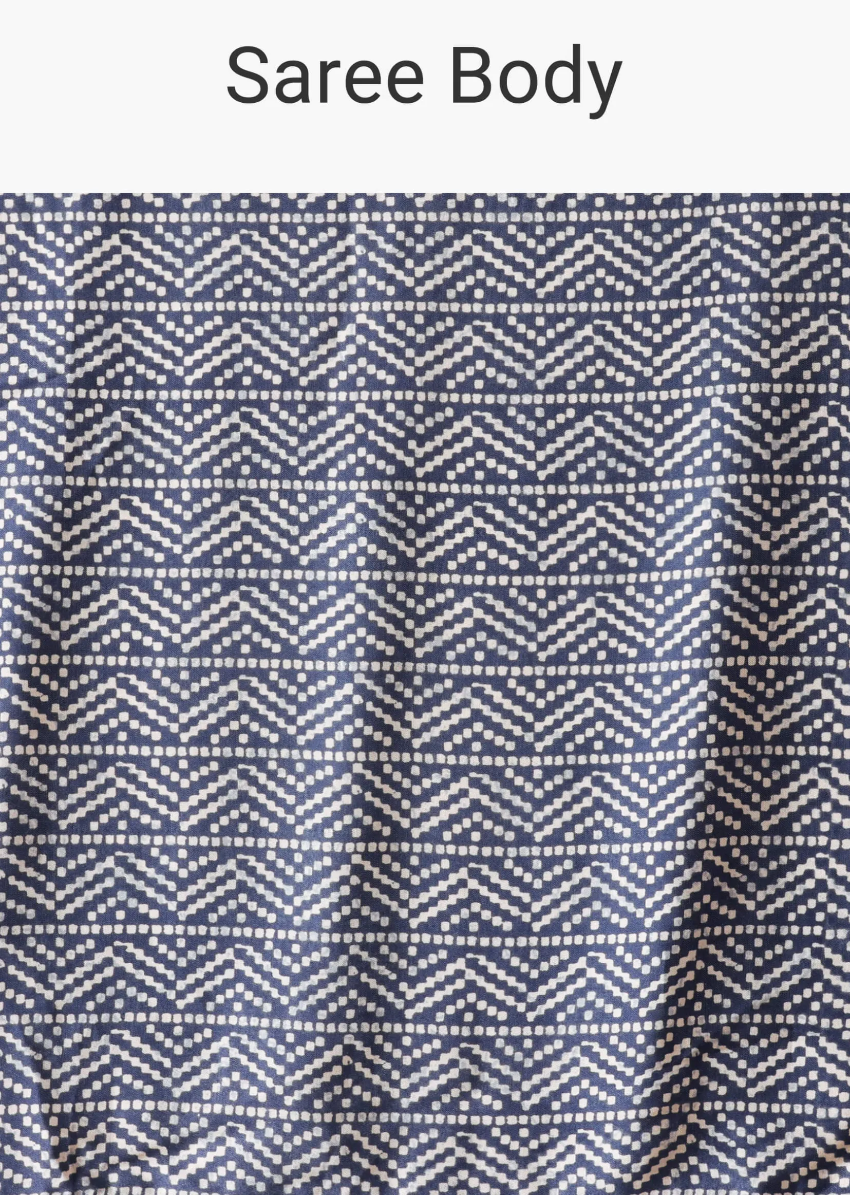 Blue Printed Saree In Satin With Tassel Detail And Unstitched Blouse Fabric