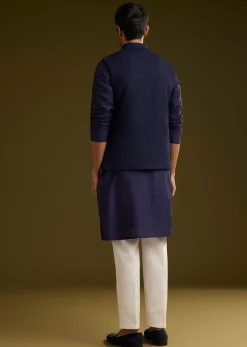 Blue Rayon Kurta Jacket Set
