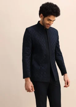Blue Resham Work Jodhpuri Suit For Men