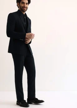 Blue Self Work Embroidered Tuxedo