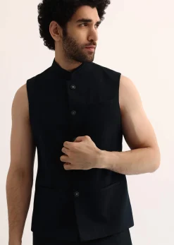 Blue Self Work Embroidered Tuxedo