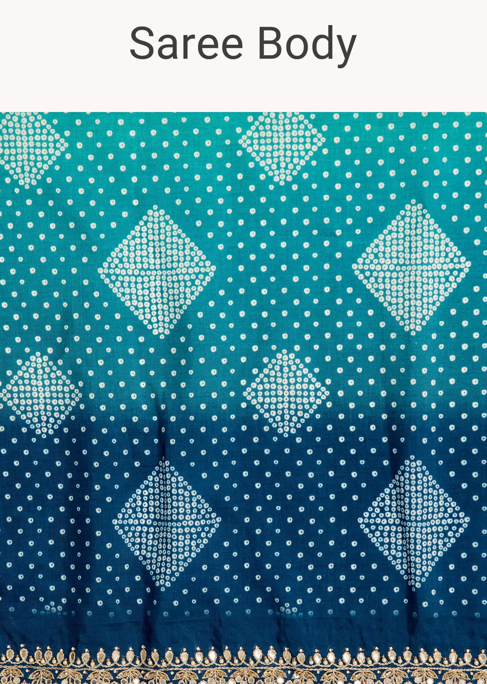 Blue Shaded Muslin Printed Saree With Embellishments