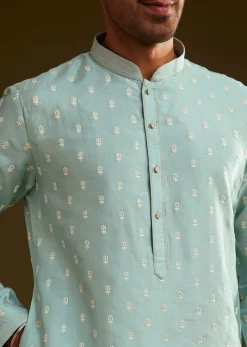 Blue Silk Embroidered Kurta Set