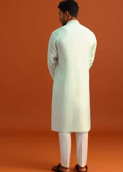 Blue Silk Hand Embroidered Kurta And Pant Set