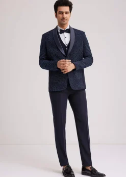 Blue Silk Tuxedo With Resham Work