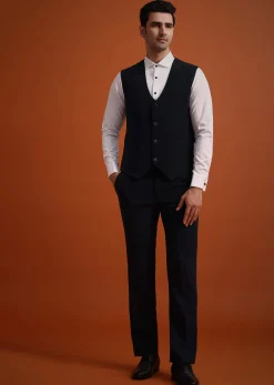 Blue Tuxedo Set With Pearl And Cutdana Work