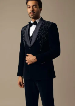 Blue Velvet Tuxedo Set For Men