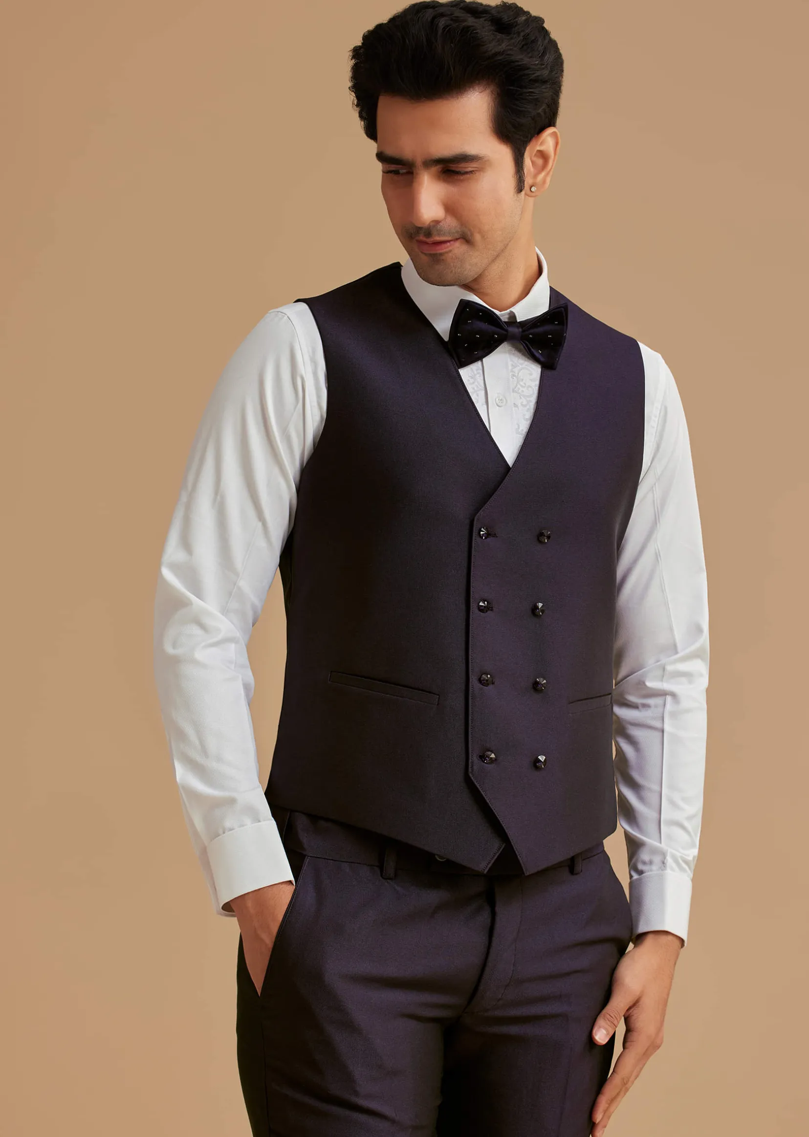 Blue Velvet Tuxedo with Stone and Cut Dana Work