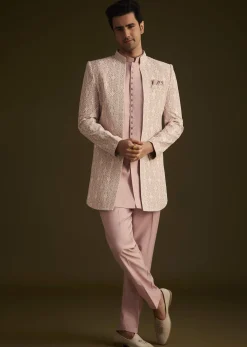 Blush Pink Embroidered Indo Western Set